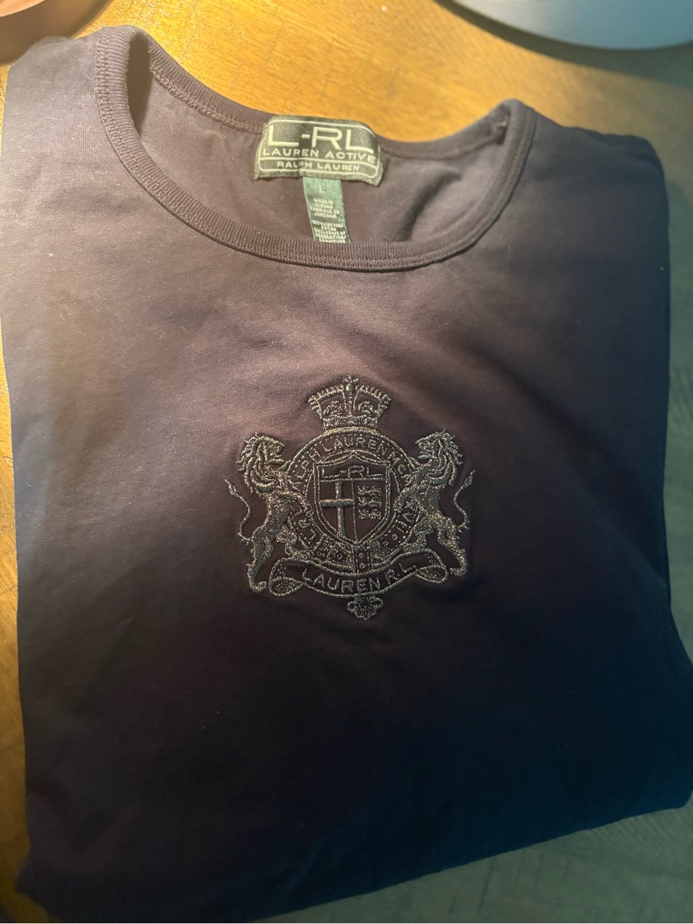 Lauren Ralph Lauren Men's Navy Crewneck Shirt with Embroidered Crest